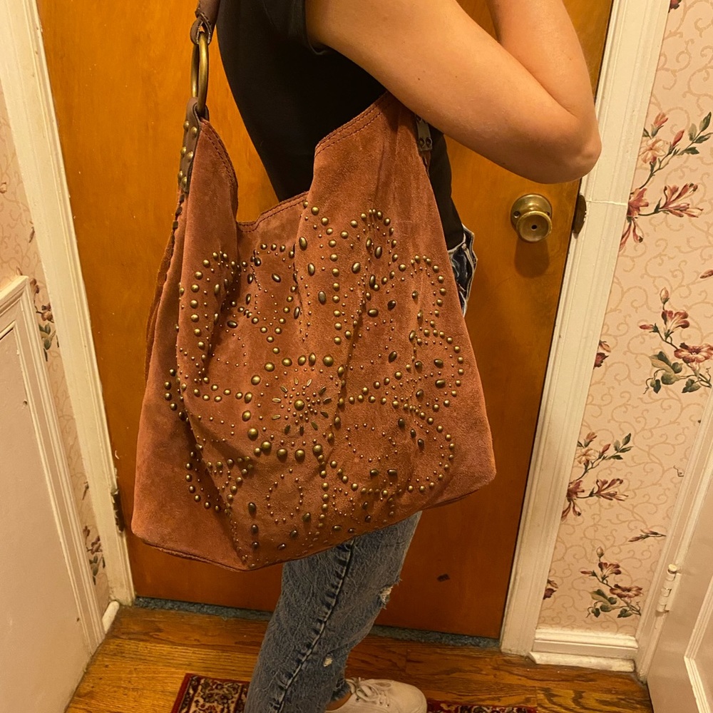 Lucky Brand Suede and Beaded Tote Bag